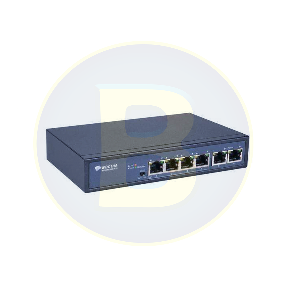 BDCOM 4 port 10/100 unmanaged PoE Switch S1006-4P-65